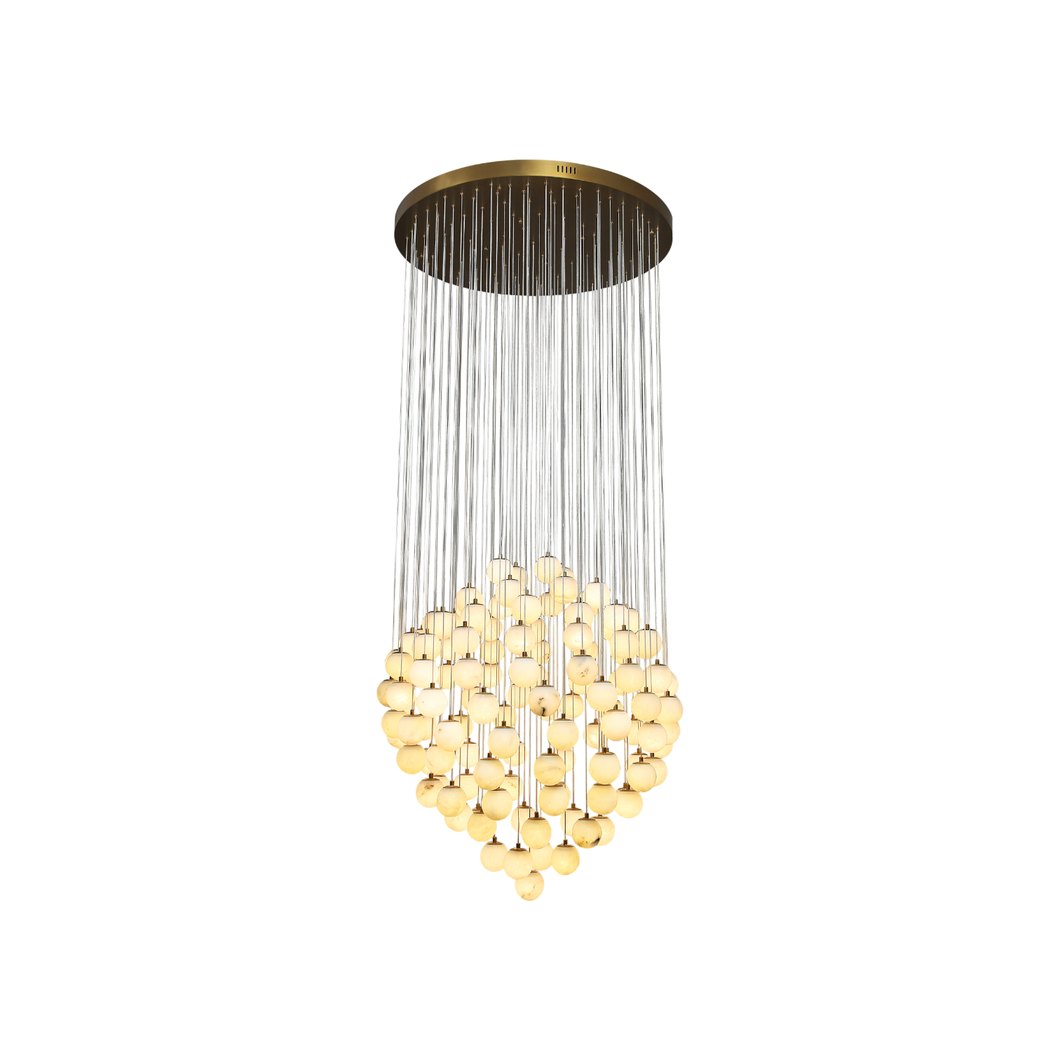 Lunaris Cluster grand staircase chandelier — a galaxy of opal glass globes for a double-height foyer — Azzaro Home