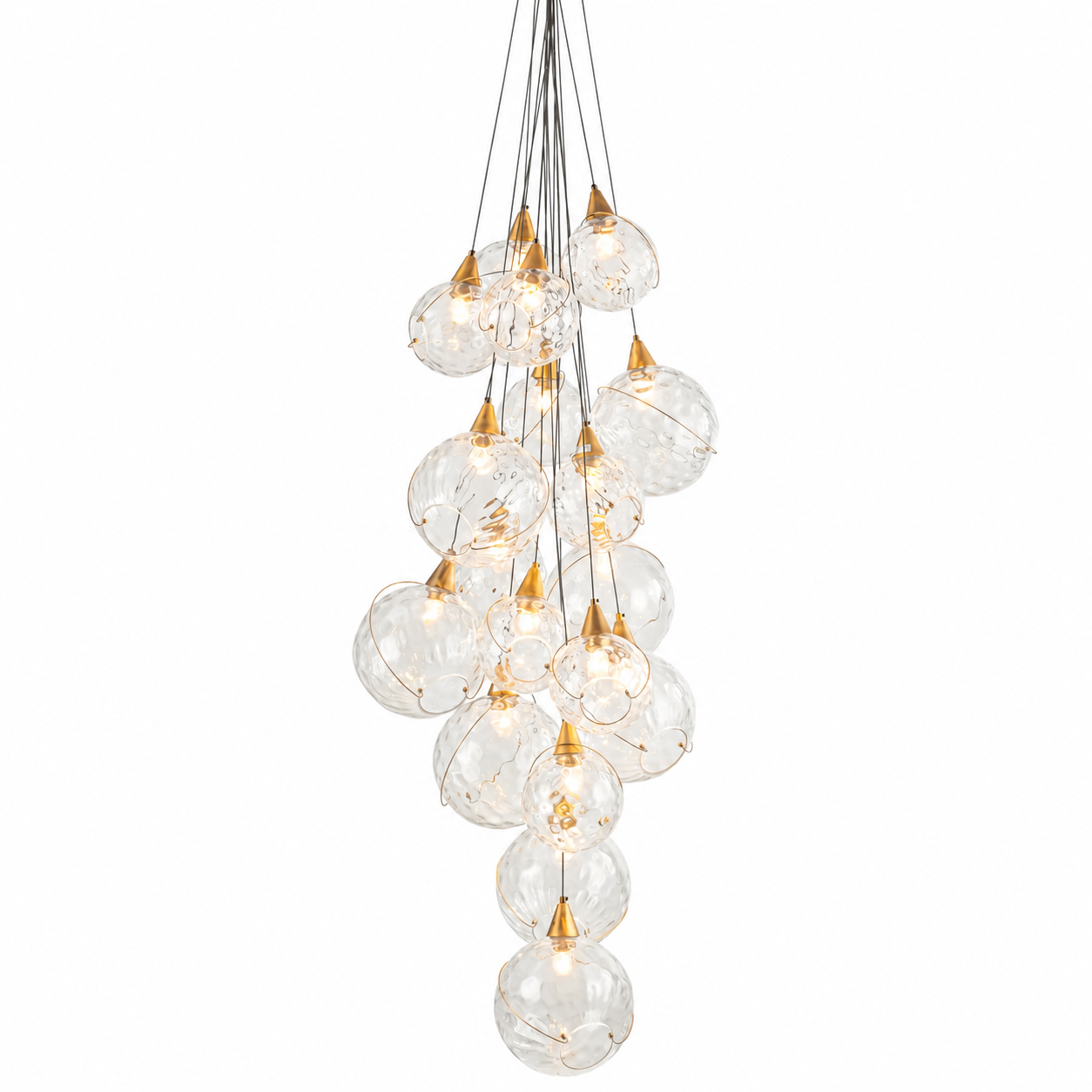Globe and multi-light chandeliers with clustered glass spheres and crystal arrangements — Azzaro Home