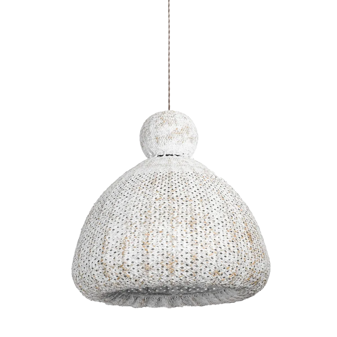 The Bali Bell 32" White Rattan Pendant lighting fixture from Azzaro Home featuring a aged brass patina - 0001 954135290787323018 view