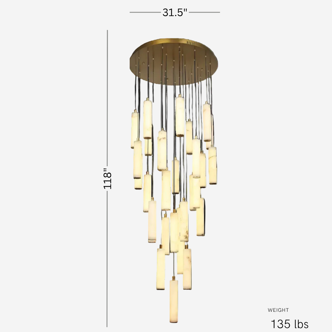 The Aman Cascade 31-Light Alabaster Chandelier lighting fixture from Azzaro Home featuring a bronze patina - 0002 3377071683809603420