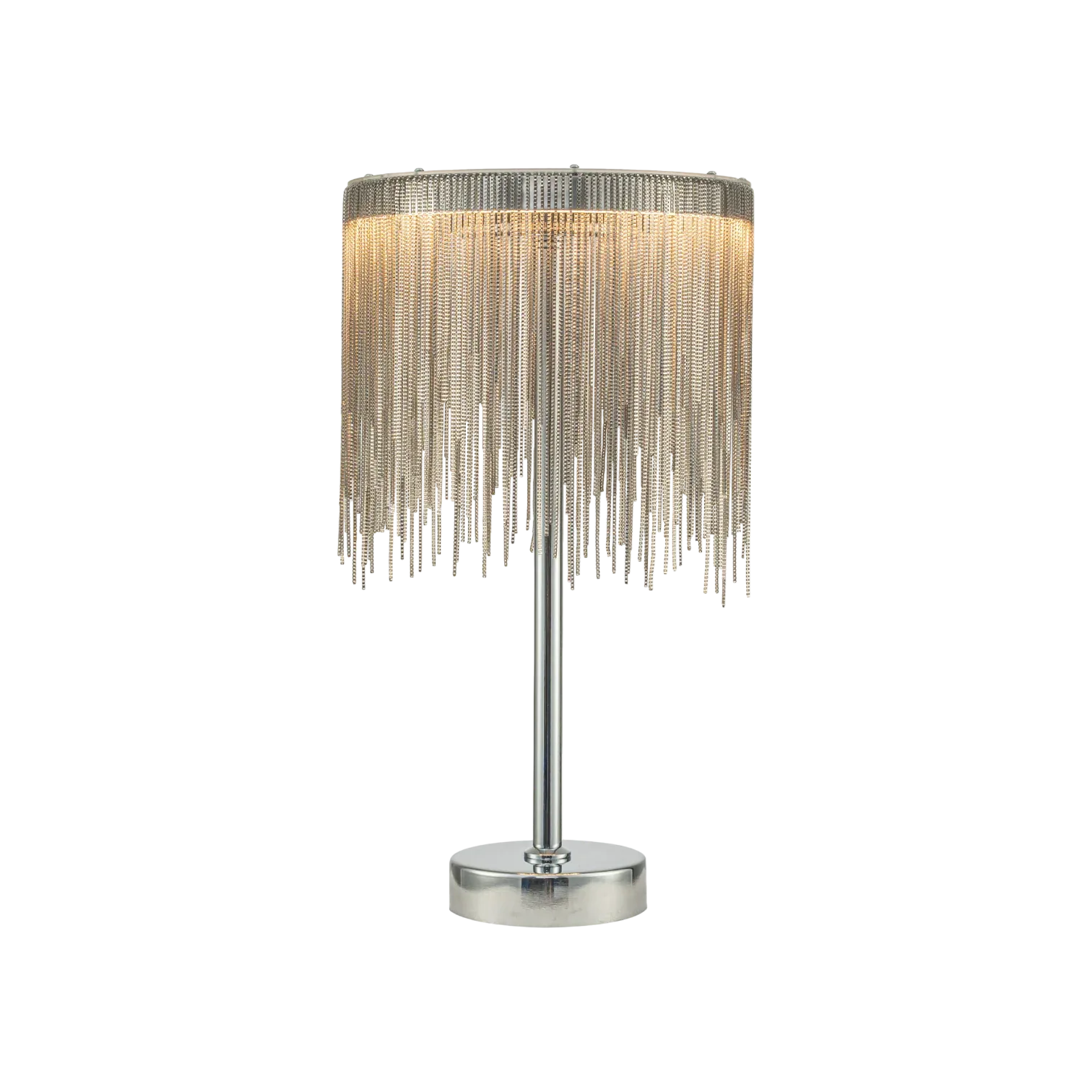 Luxury lighting fixture Fringe Noir Tassel LED Table Lamp by Azzaro Home showcasing premium minerals construction in chrome - Ah25 11 30 perspective