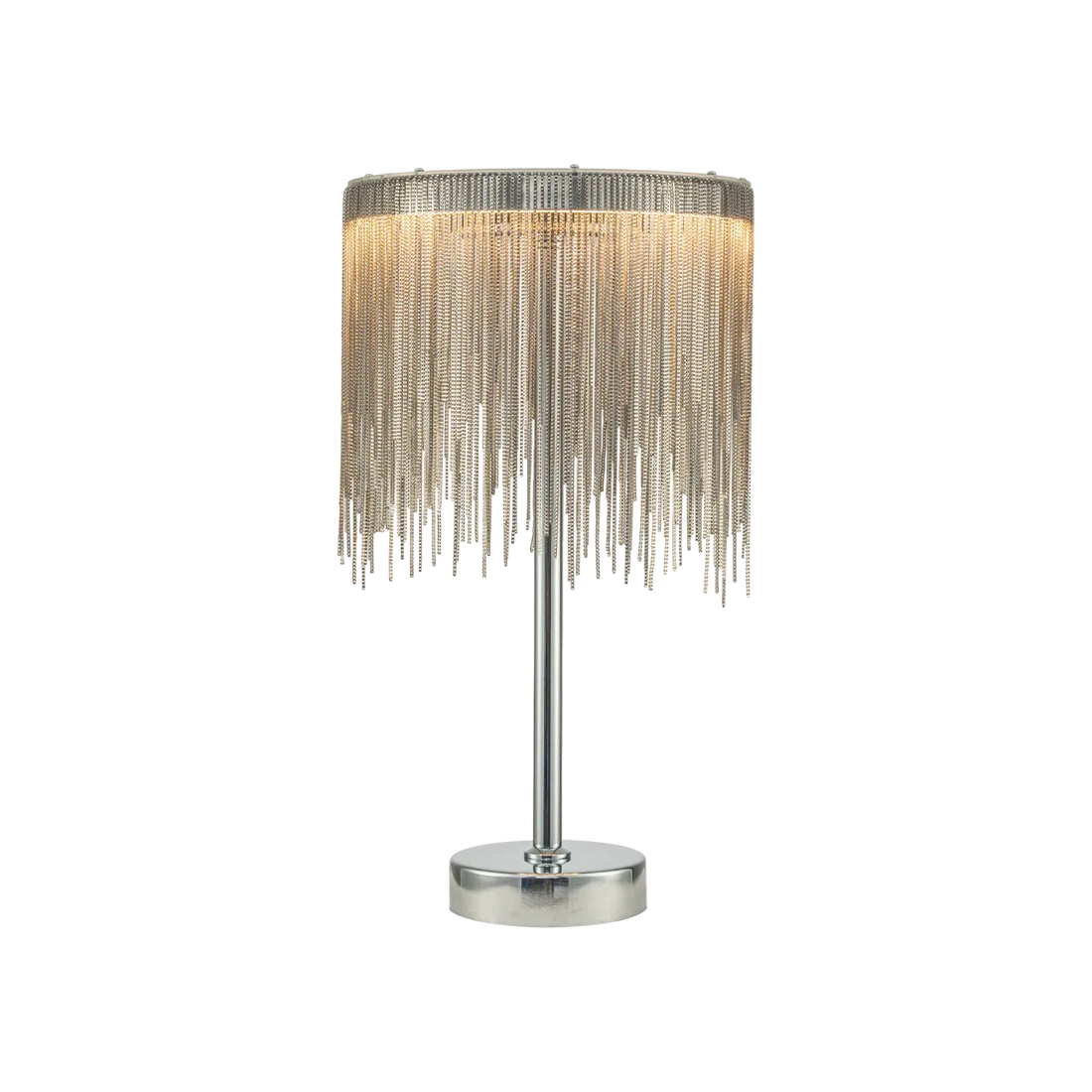Luxury lighting fixture Fringe Noir Tassel LED Table Lamp by Azzaro Home showcasing premium minerals construction in chrome - Ah25 11 30 perspective
