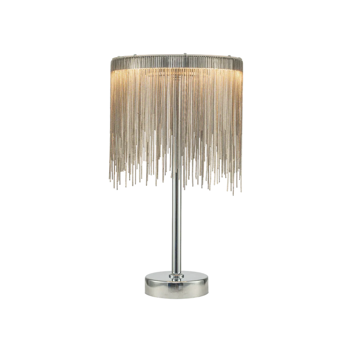 Luxury lighting fixture Fringe Noir Tassel LED Table Lamp by Azzaro Home showcasing premium minerals construction in chrome - Ah25 11 30 perspective