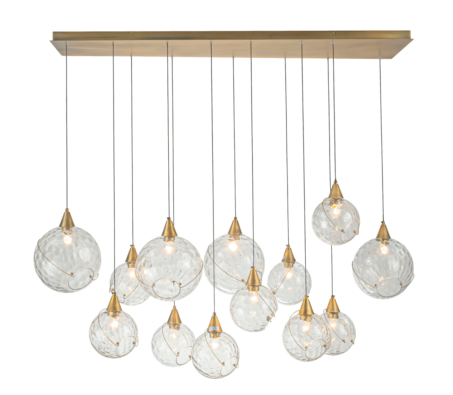 CELINA 60" CLEAR WATER GLASS LINEAR CHANDELIER - 13 LIGHTS