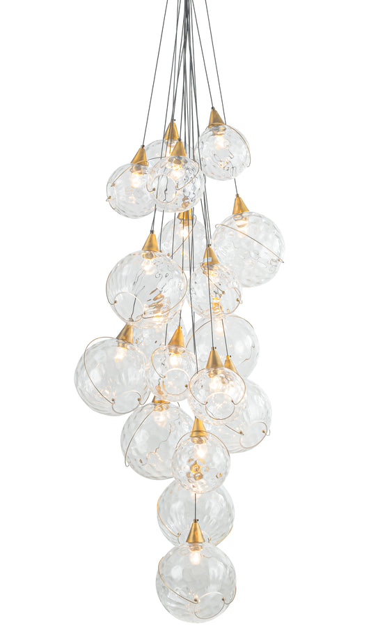 CELINA CLEAR WATER GLASS CHANDELIER - 18 LIGHTS