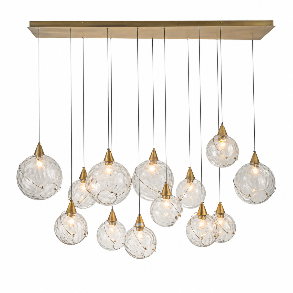 Celina 60" Clear Water Glass Linear Chandelier - 13 Lights