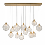 Celina 60" Clear Water Glass Linear Chandelier - 13 Lights