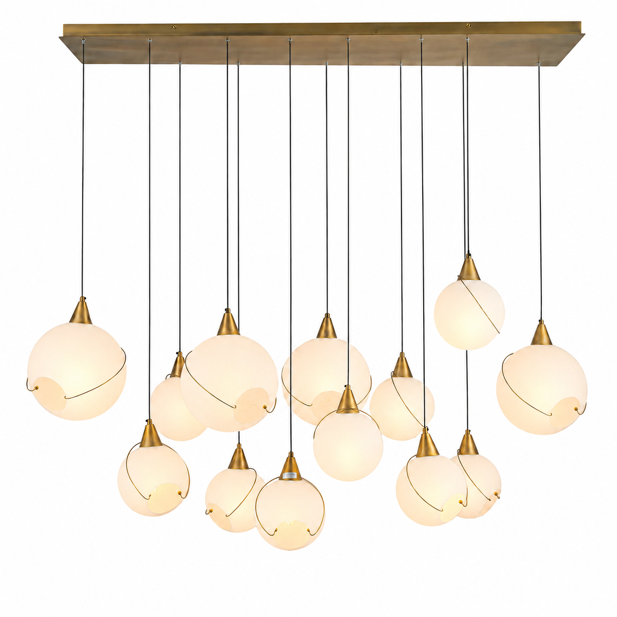 Celina 60" Opal Glass Linear Chandelier- 13 Lights