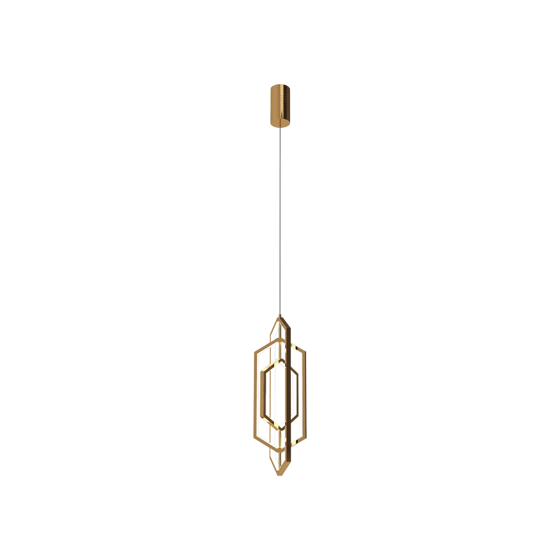Azzaro Home Hexa Verge Hexagon LED Pendant in aged brass - D22179 1 perspective