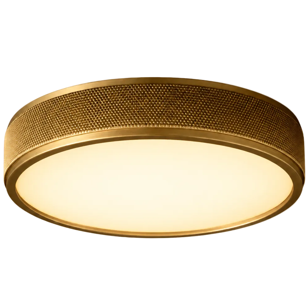 LED ceiling flush mount in aged brass
