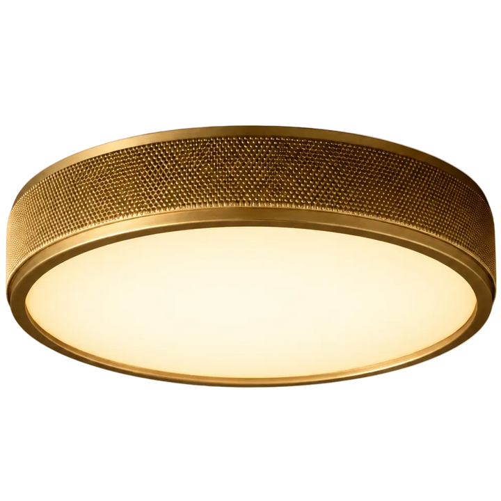 LED ceiling flush mount in aged brass