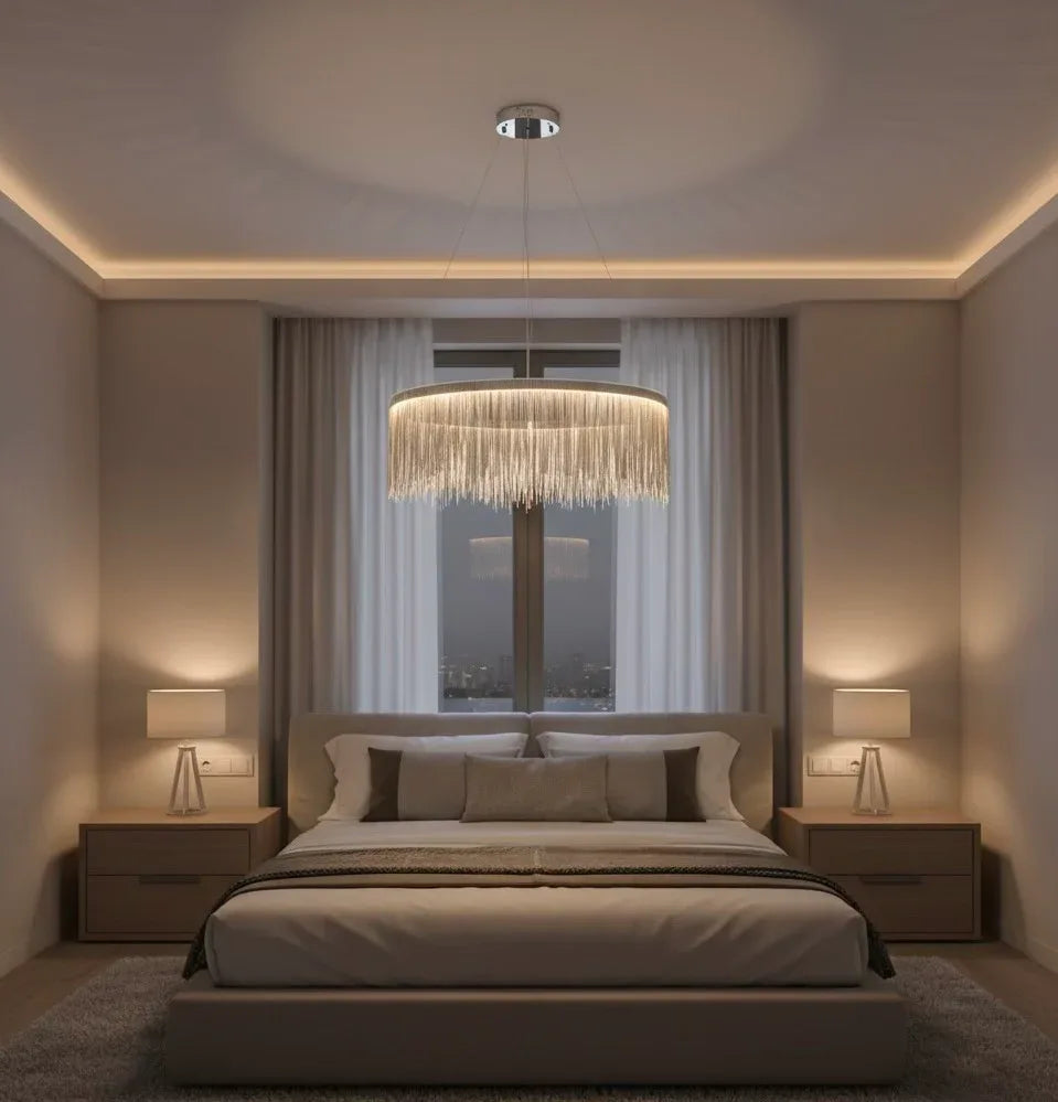 Fringe Noir 31" Round Chandelier - Azzaro Home