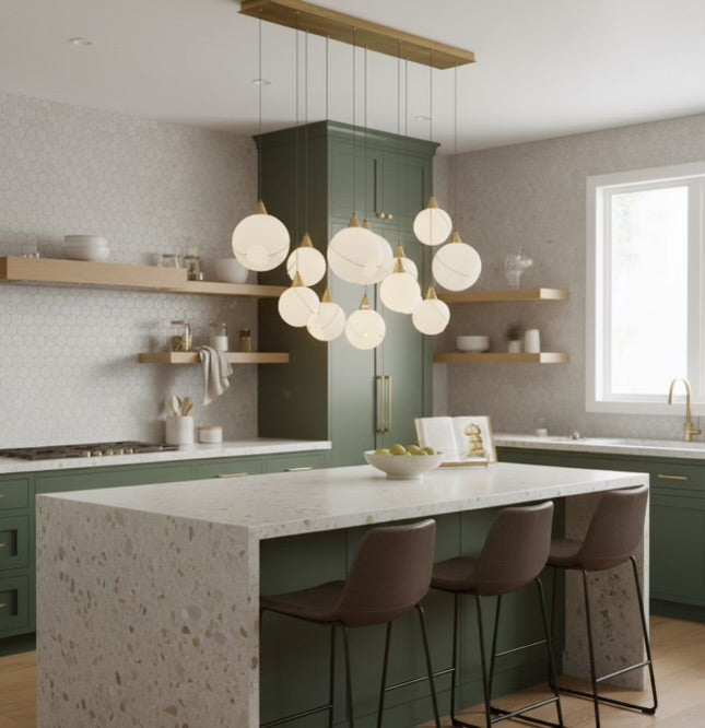 CELINA 60" OPAL GLASS LINEAR CHANDELIER- 13 LIGHTS