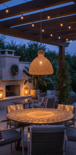 Bali Bell 32" Natural Rattan Pendant