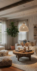 Bali Bell 32" White Rattan Pendant