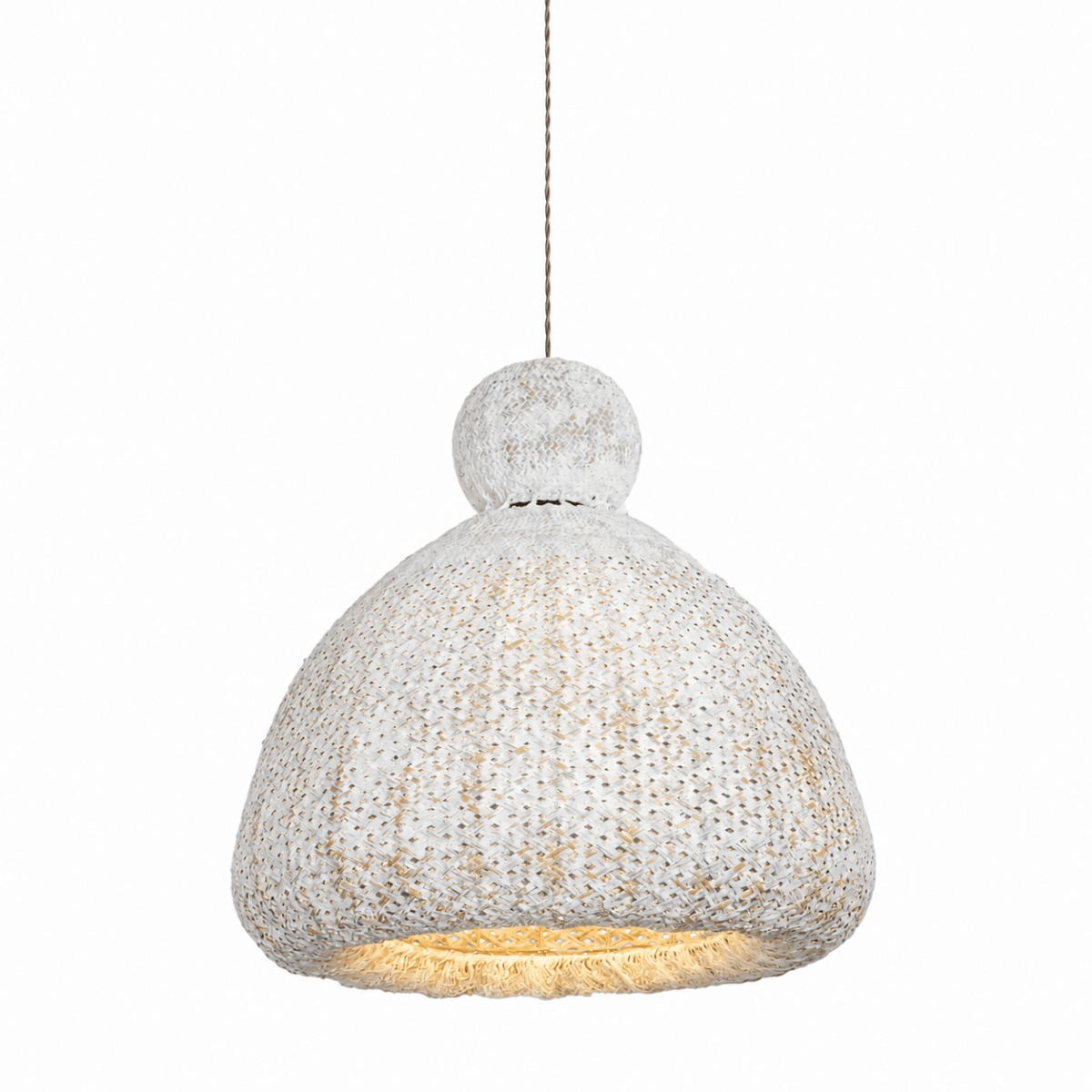 Bali Bell 32" White Rattan Pendant