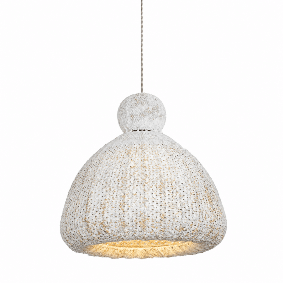 Bali Bell 24" White Rattan Pendant