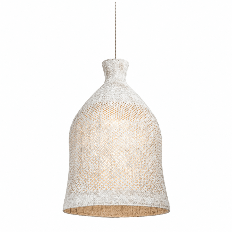 Bali Bloom 32" White Rattan Pendant