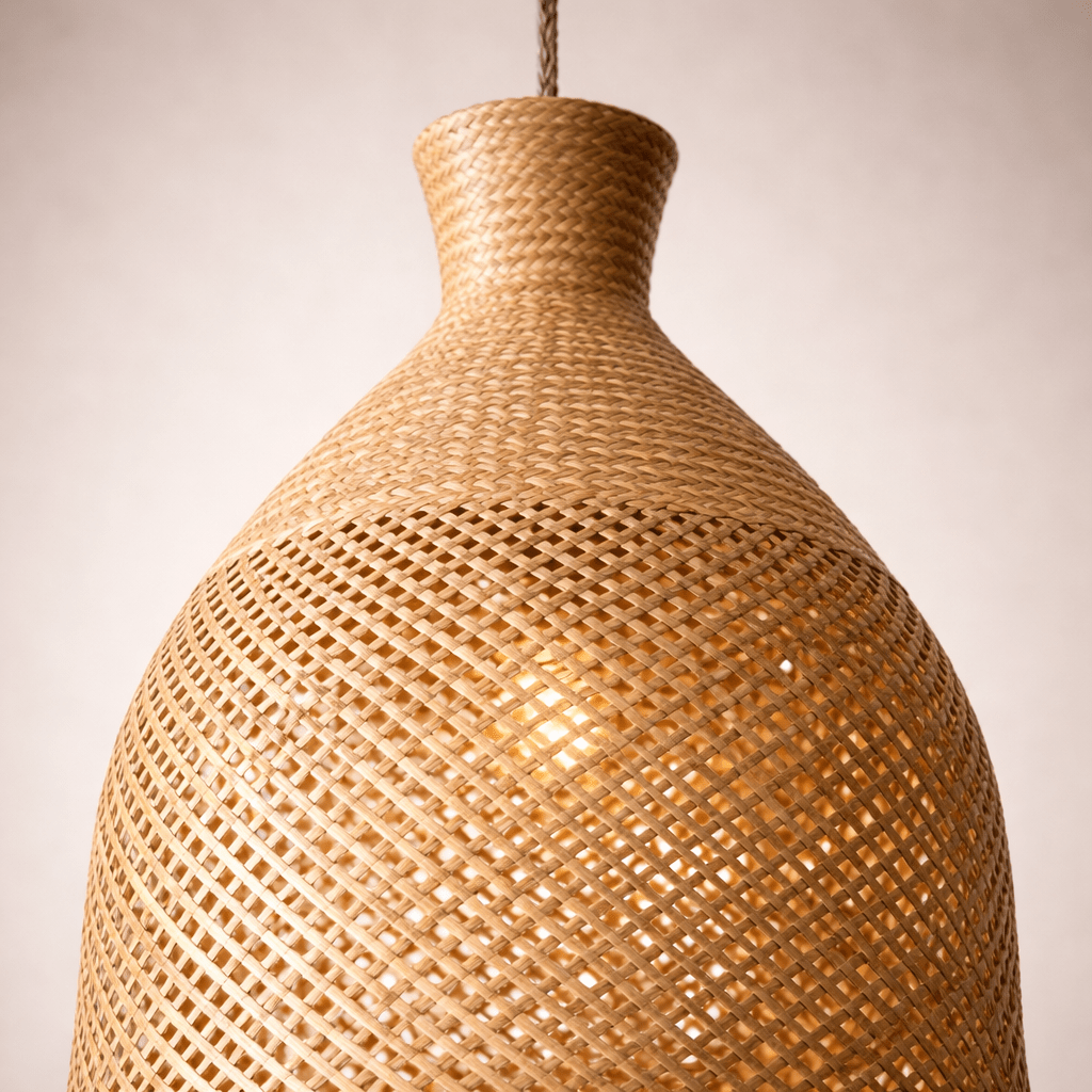 Bali Flute 20" Natural Rattan Pendant