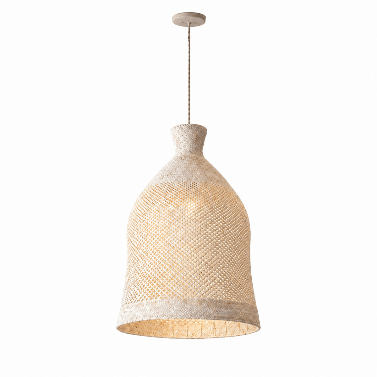 Bali Flute 20" White Rattan Pendant