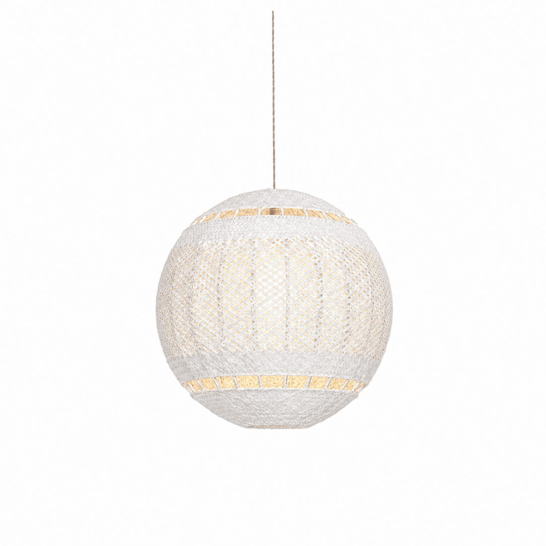 Bali Orb 19" White Rattan Pendant