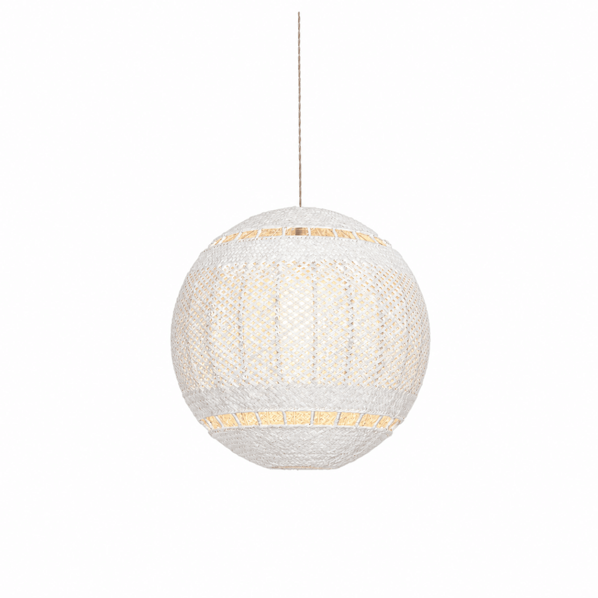 Bali Orb 19" White Rattan Pendant