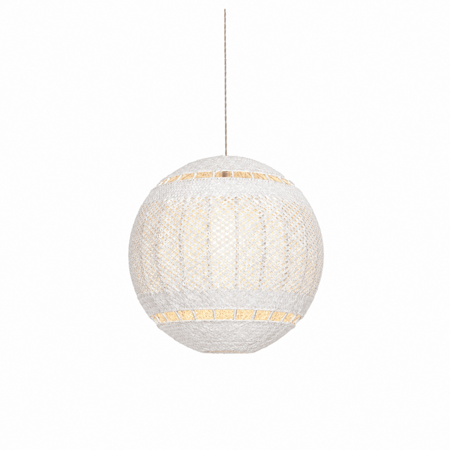 Bali Orb 19" White Rattan Pendant