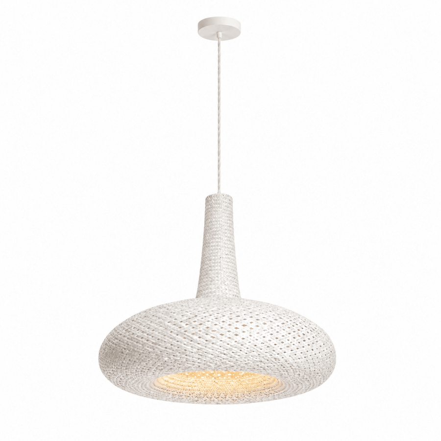 Bali Spin 24" White Rattan Pendant