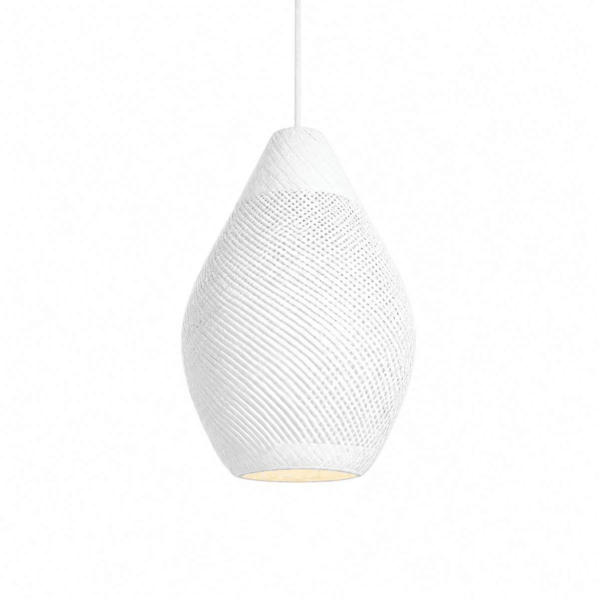 Bali Teardrop 20" White Rattan Pendant