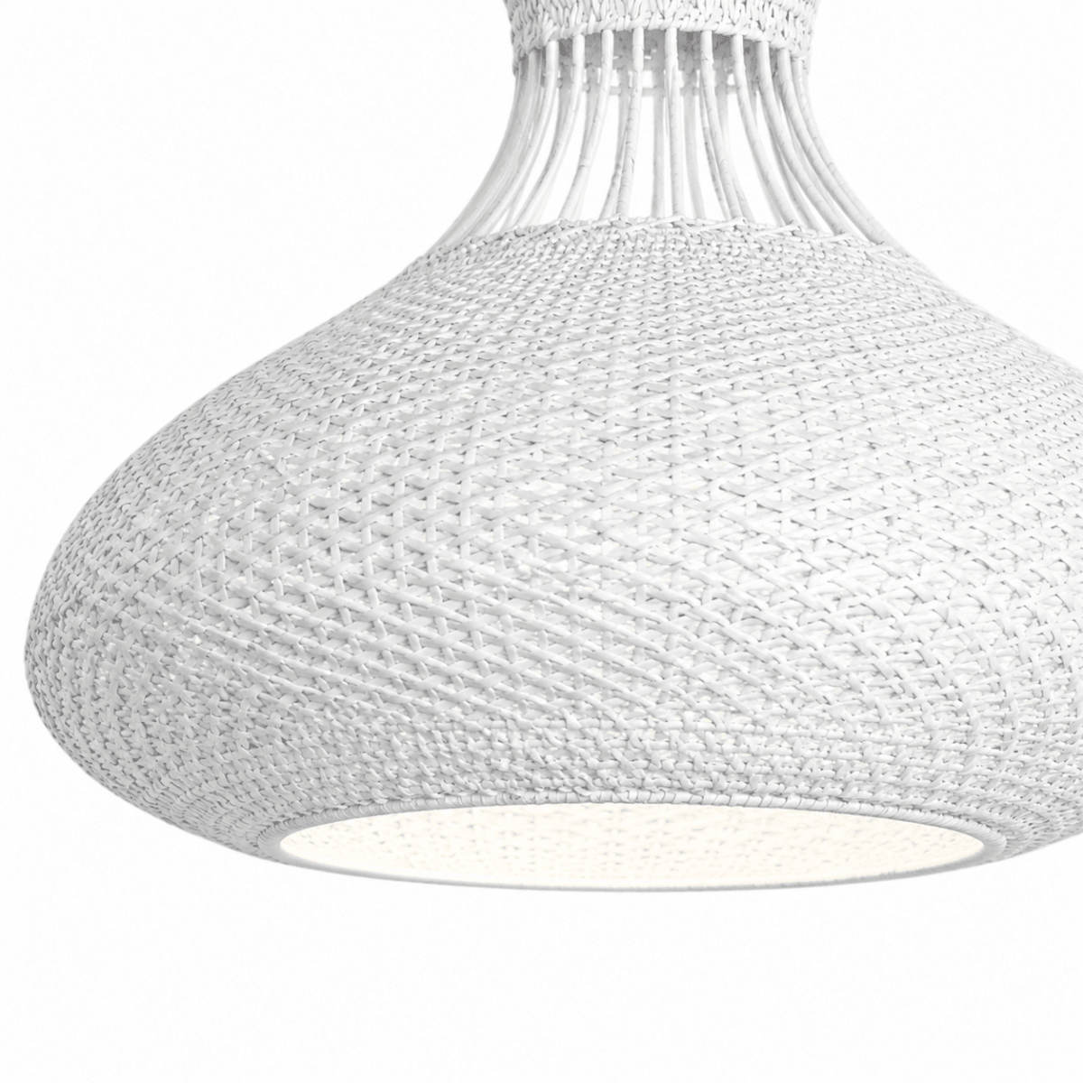 Bali Twist 22 Inch White Rattan Pendant