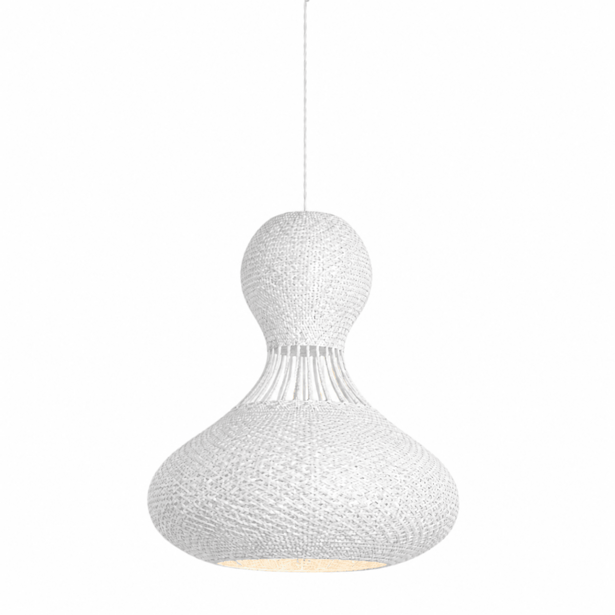 Bali Twist 22 Inch White Rattan Pendant