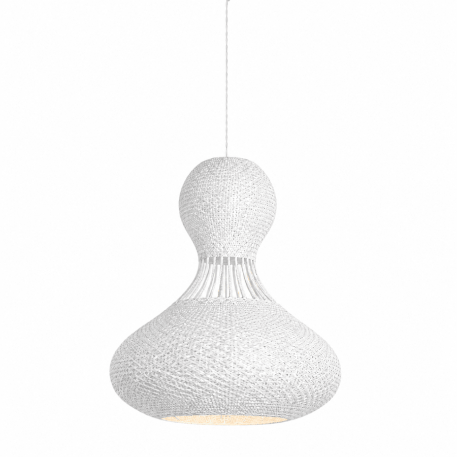 Bali Twist 22 Inch White Rattan Pendant