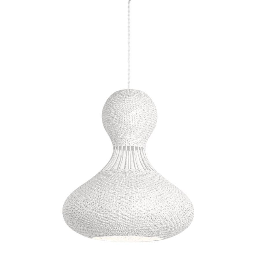 Bali Twist 22" White Rattan Pendant
