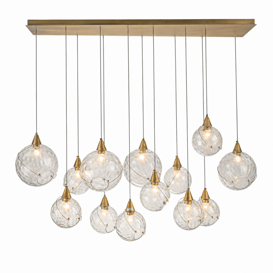Celina 60" Clear Water Glass Linear Chandelier - 13 Lights