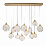 Celina 60" Clear Water Glass Linear Chandelier - 13 Lights