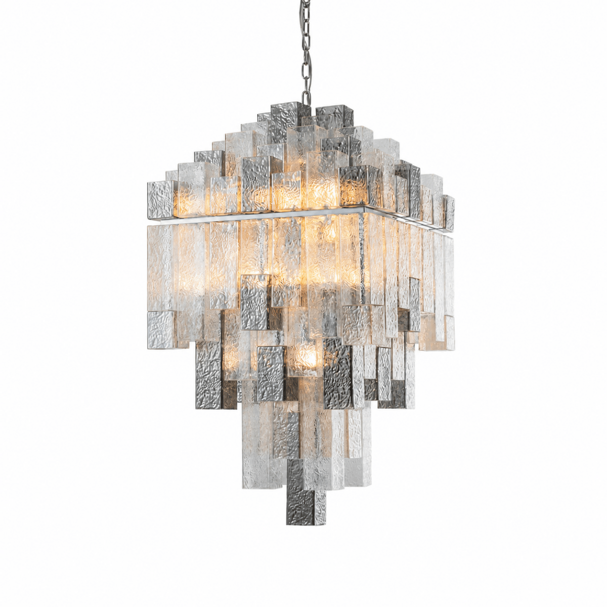 Cubist 42 Inch Glass Chandelier