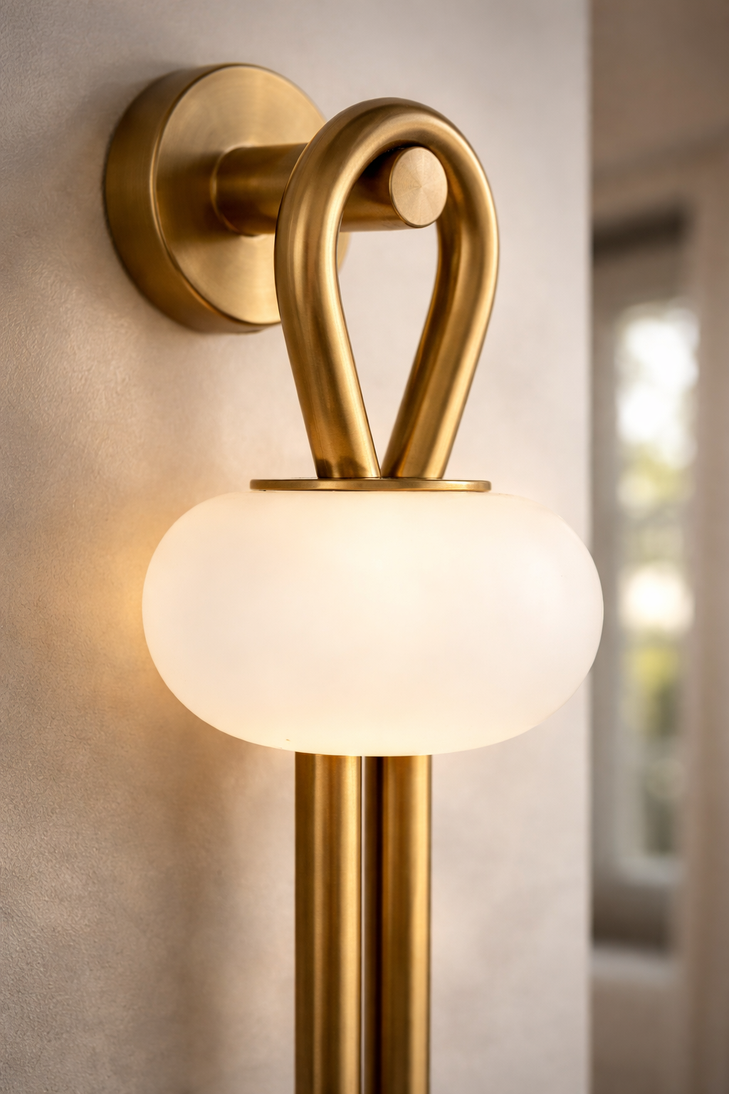 The Arclux LED Wall Sconce lighting fixture from Azzaro Home featuring a antique brass patina - Geometric Wall Light Fixture perspective
