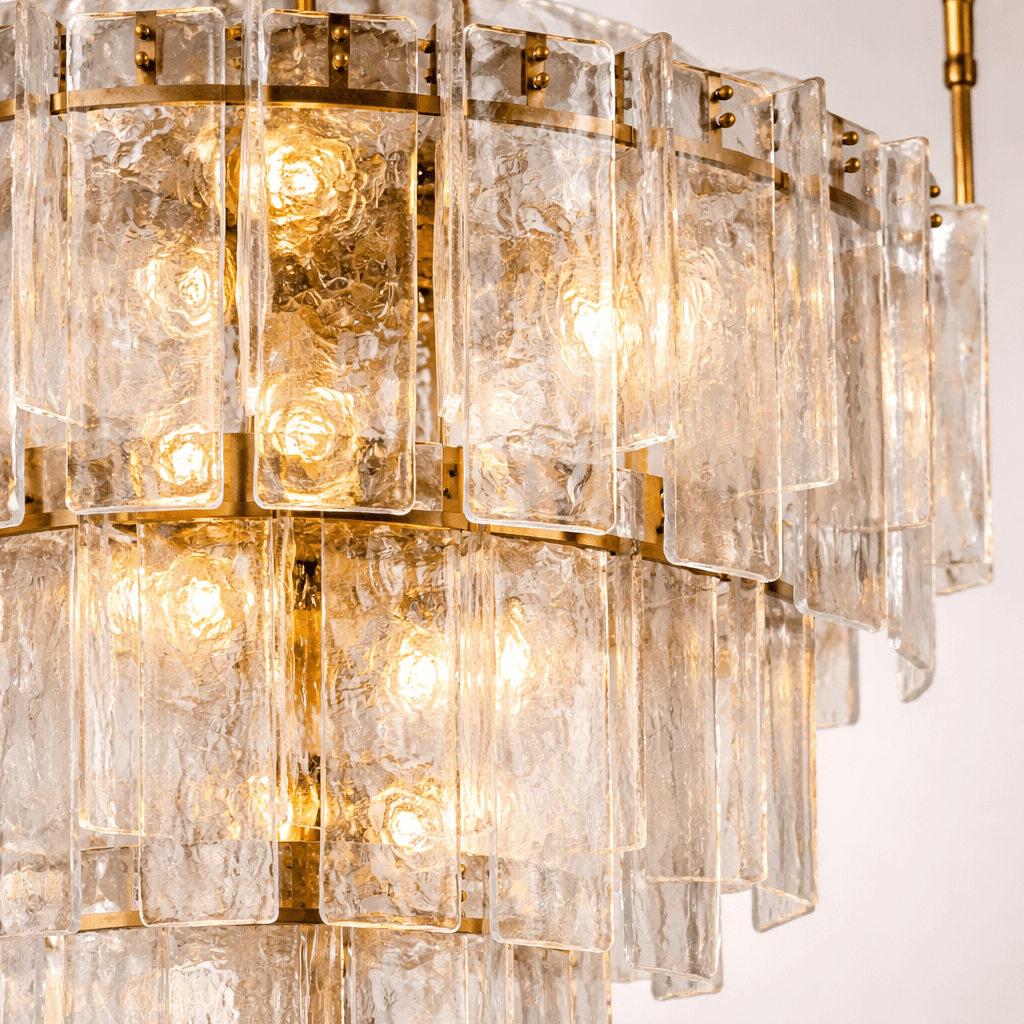 Glaciera Ice Aged Brass Tiered Chandelier