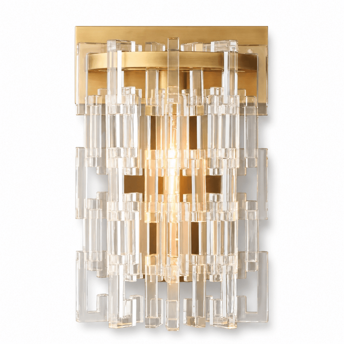 Lustra Aged Brass Crystal Round LED Wall Sconce