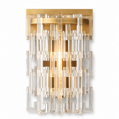 Lustra Aged Brass Crystal Round LED Wall Sconce