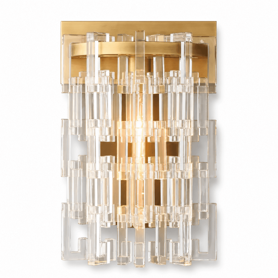 Lustra Aged Brass Crystal Round LED Wall Sconce