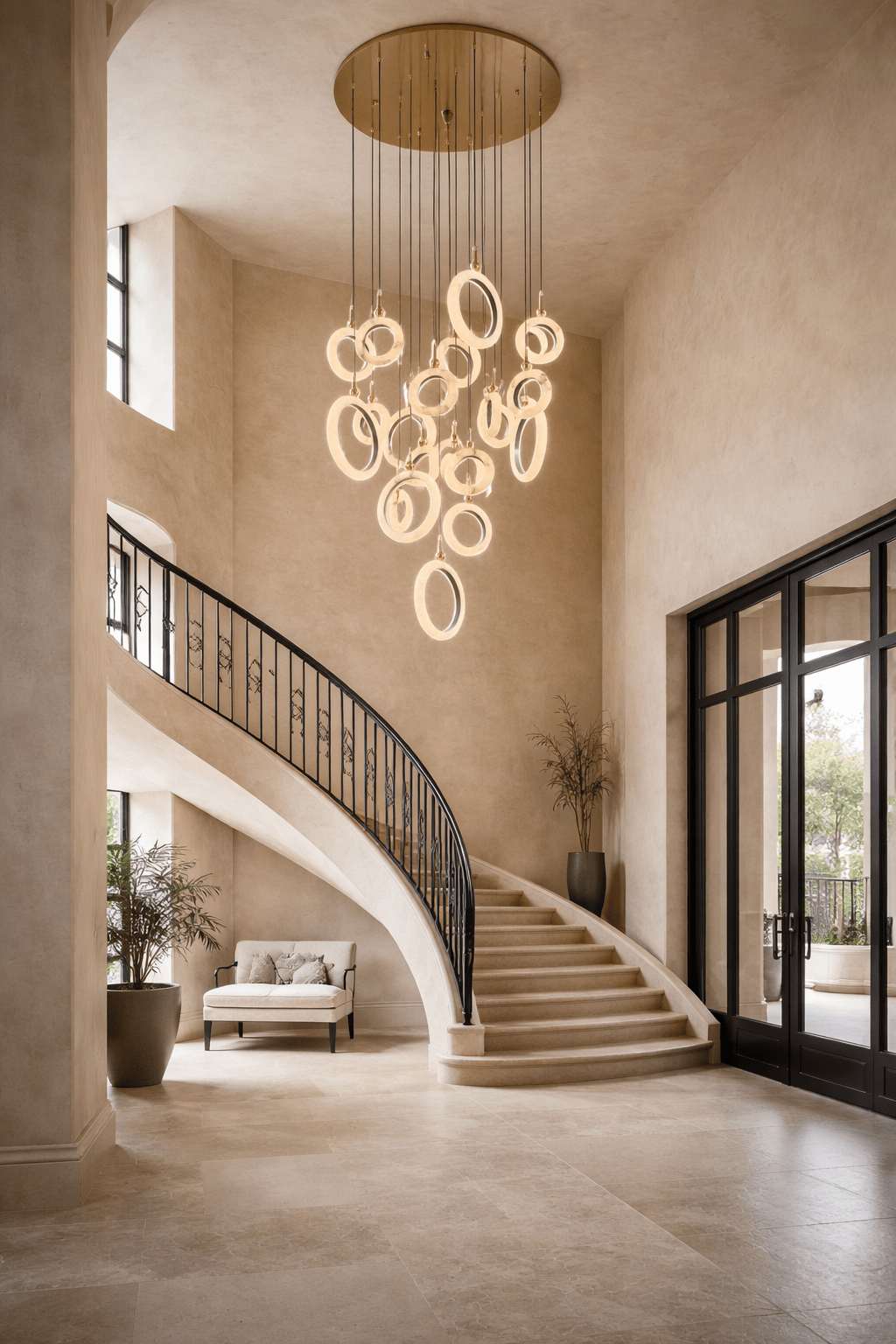 Lustra Ring 19-lights LED chandelier in bronze, detail view
