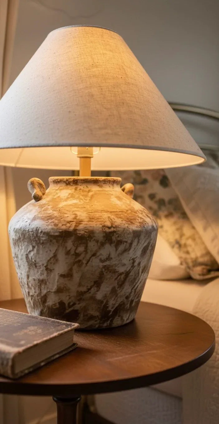 Azzaro Home Antiqua Urn Table Lamp in terra cotta - Modern Urn Table Lamp