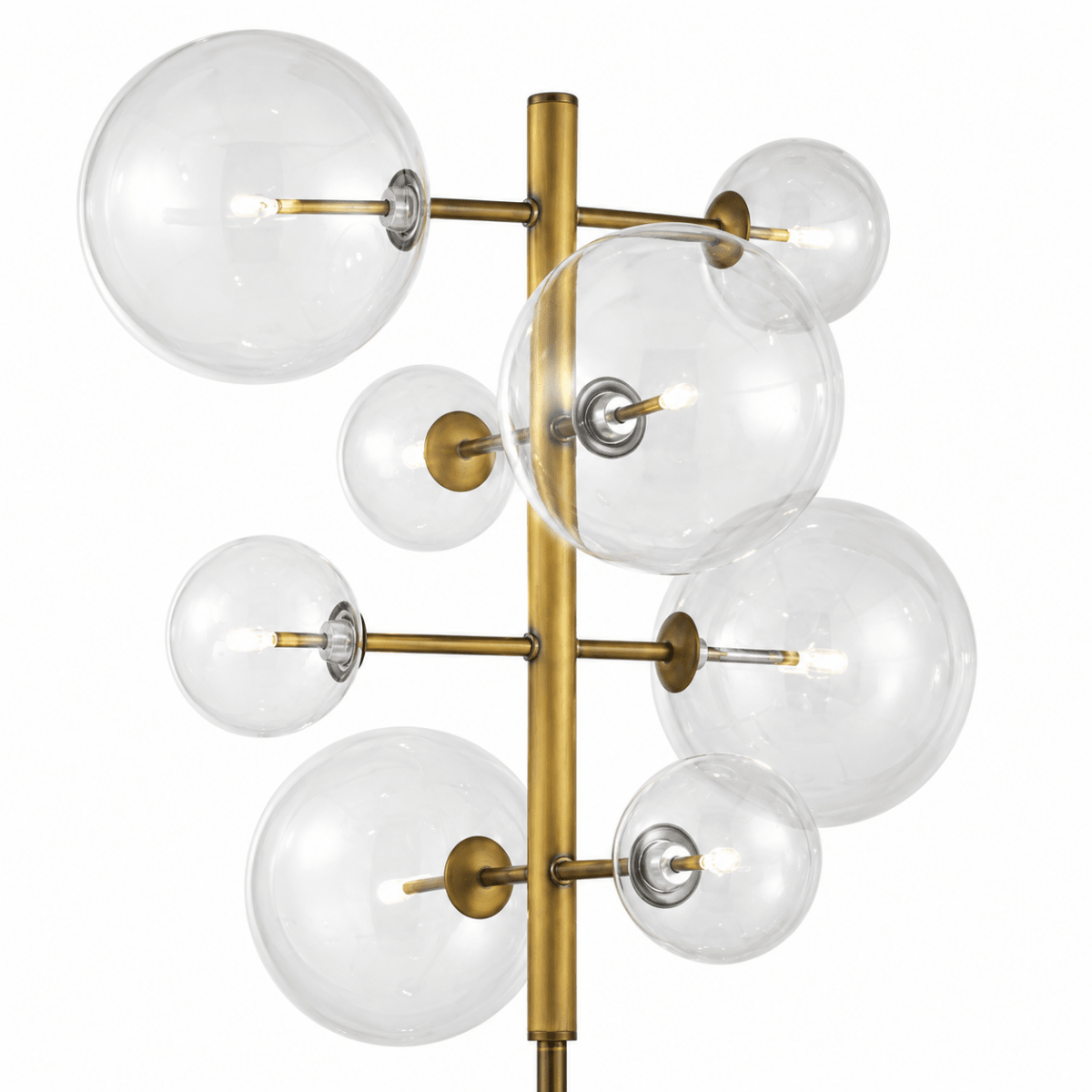 Nebulo 8-Globe Aged Brass Staggered Floor Lamp