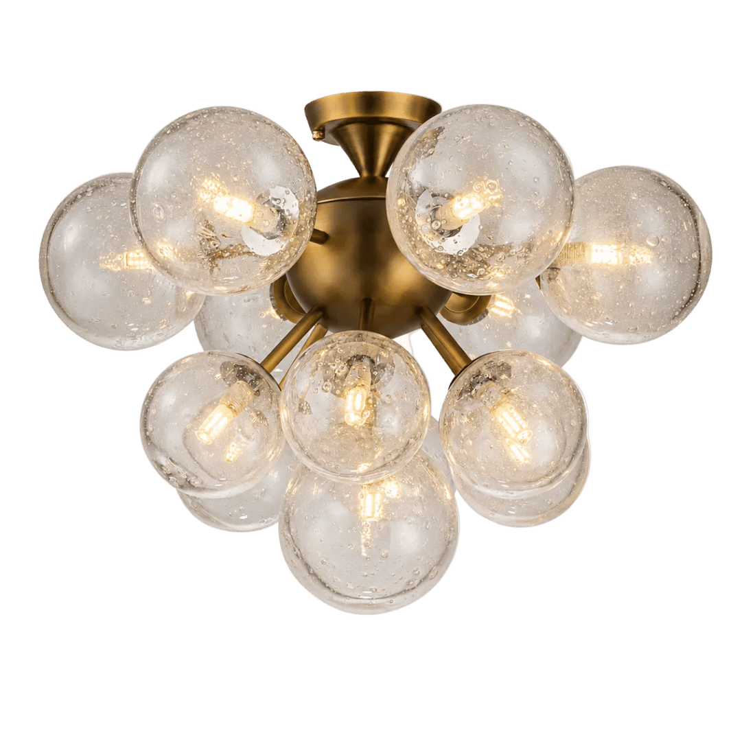Orbit 13 - Globe Aged Brass Semi - Flush Mount