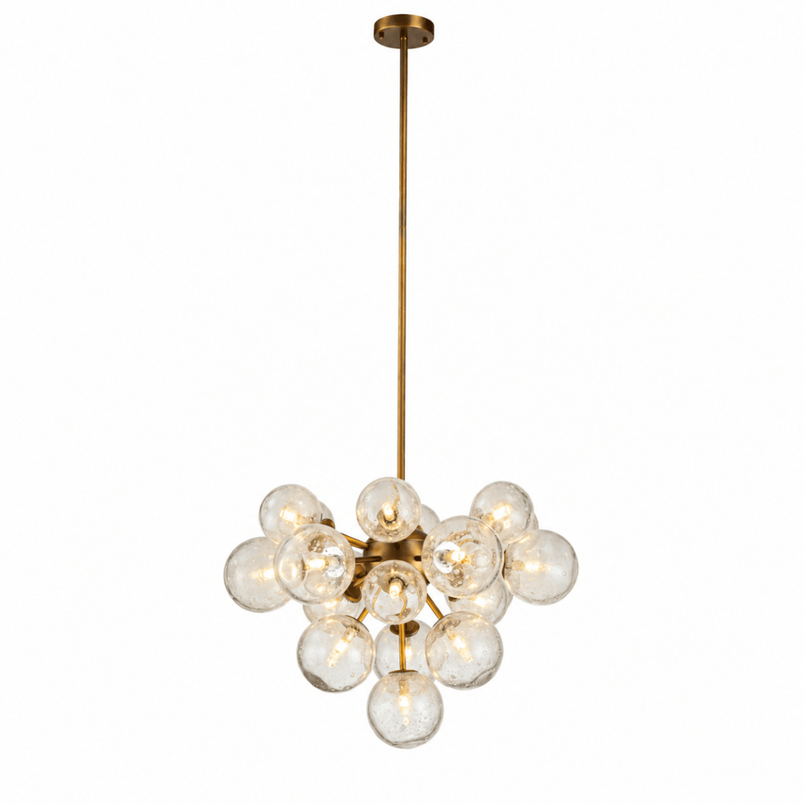 Orbit 19-Globe Aged Brass Chandelier