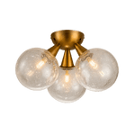Orbit 3 - Globe Aged Brass Semi - Flush Mount