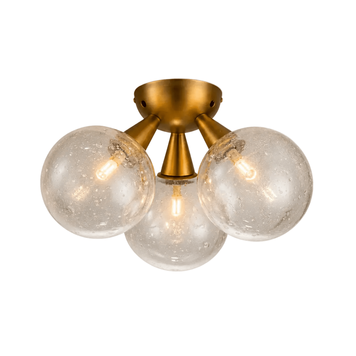 Orbit 3 - Globe Aged Brass Semi - Flush Mount