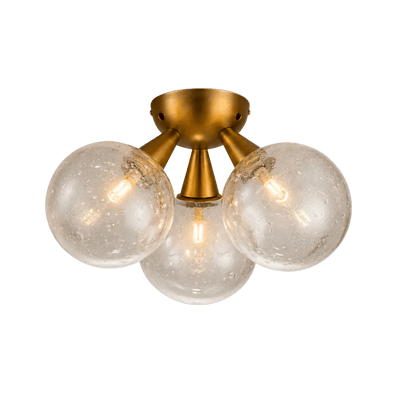 Orbit 3-Globe Aged Brass Semi-Flush Mount
