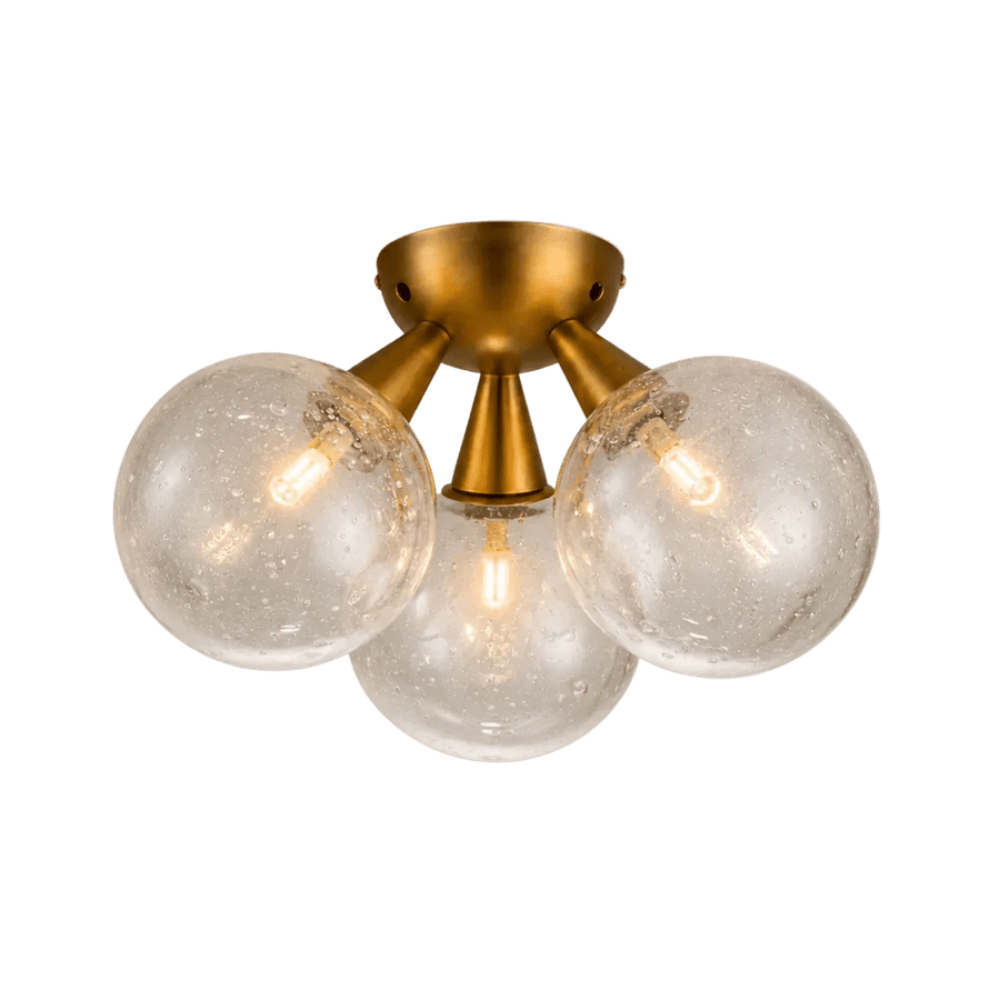 Orbit 3-Globe Aged Brass Semi-Flush Mount